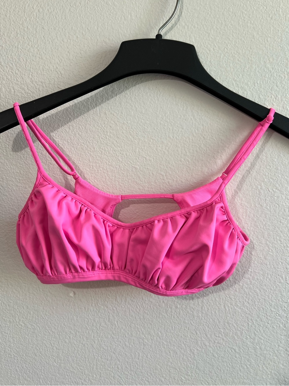 Free People Movement Ruched Hot Pink Bandeau Bikini Top with Adjustable Straps